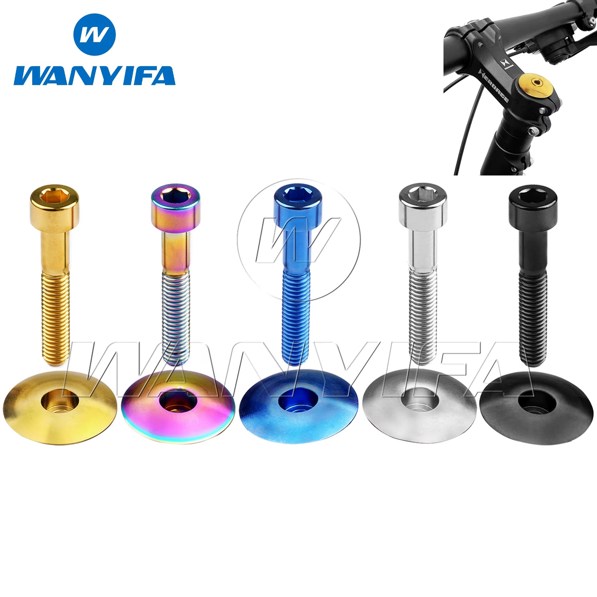 Titanium Bolt M6X35Mm & Titanium Bowl Cover Top Cap Set for 1-1/8" Road Mountain Bike Headset Stem Bicycle Cycling Parts