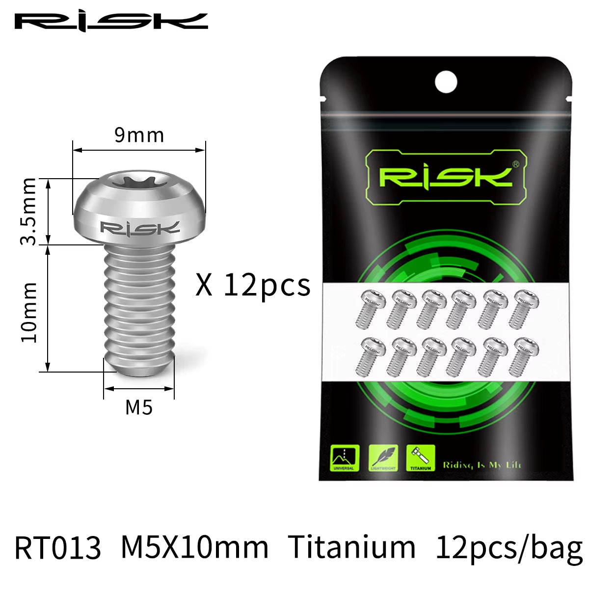 12Pcs  T25 Disc Brake Rotor Fixing Bolts M5X10Mm Titanium Alloy Bicycle Screws for MTB Road Bike Disc Brake Accessories