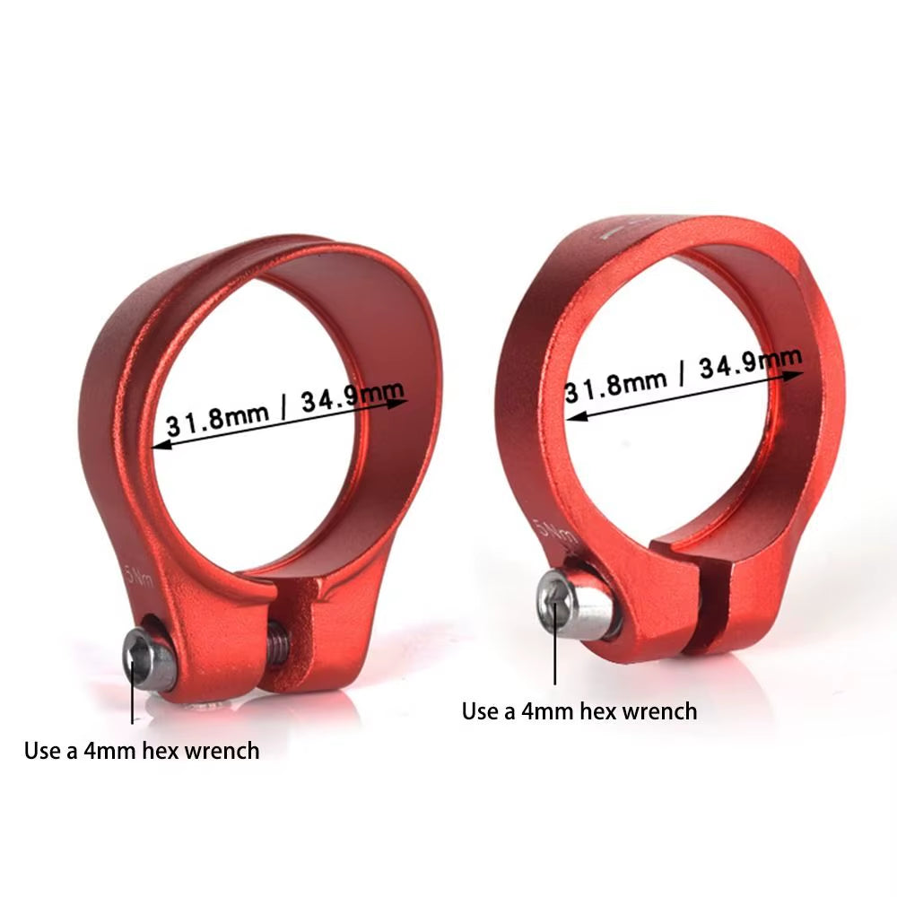 31.8Mm/34.9Mm Bicycle Seatpost Clamp Black Red Cycling Accessories Seat Tube Clamp Aluminum Alloy Fixing Bike Saddle Seat Clip