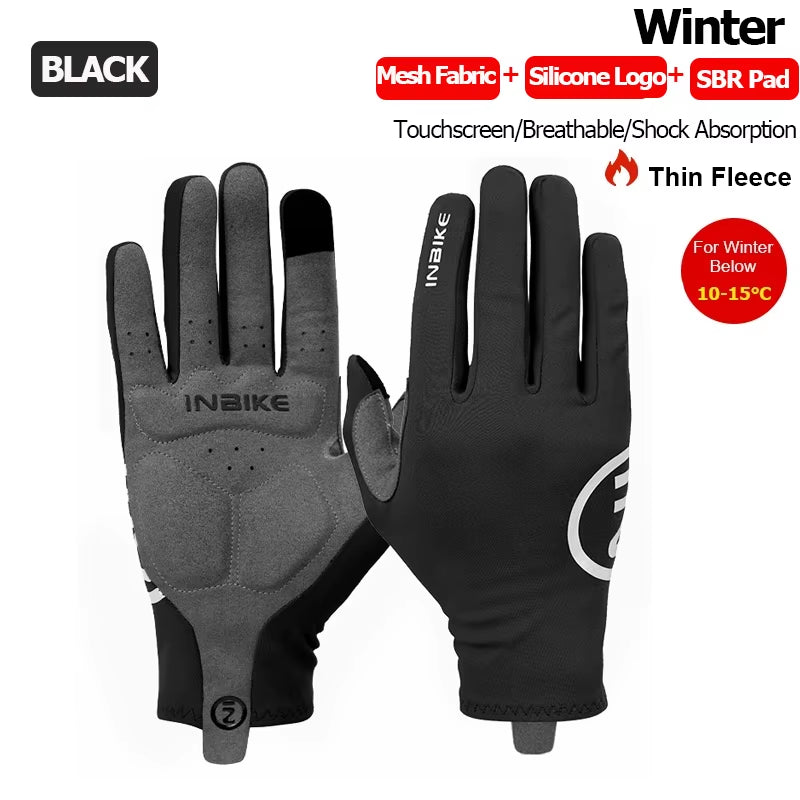 2024 Cycling Gloves Gel Padded for Men Autumn Winter Fleece Road Bike Gloves MTB Full Finger Touchscreen Bike Accessories