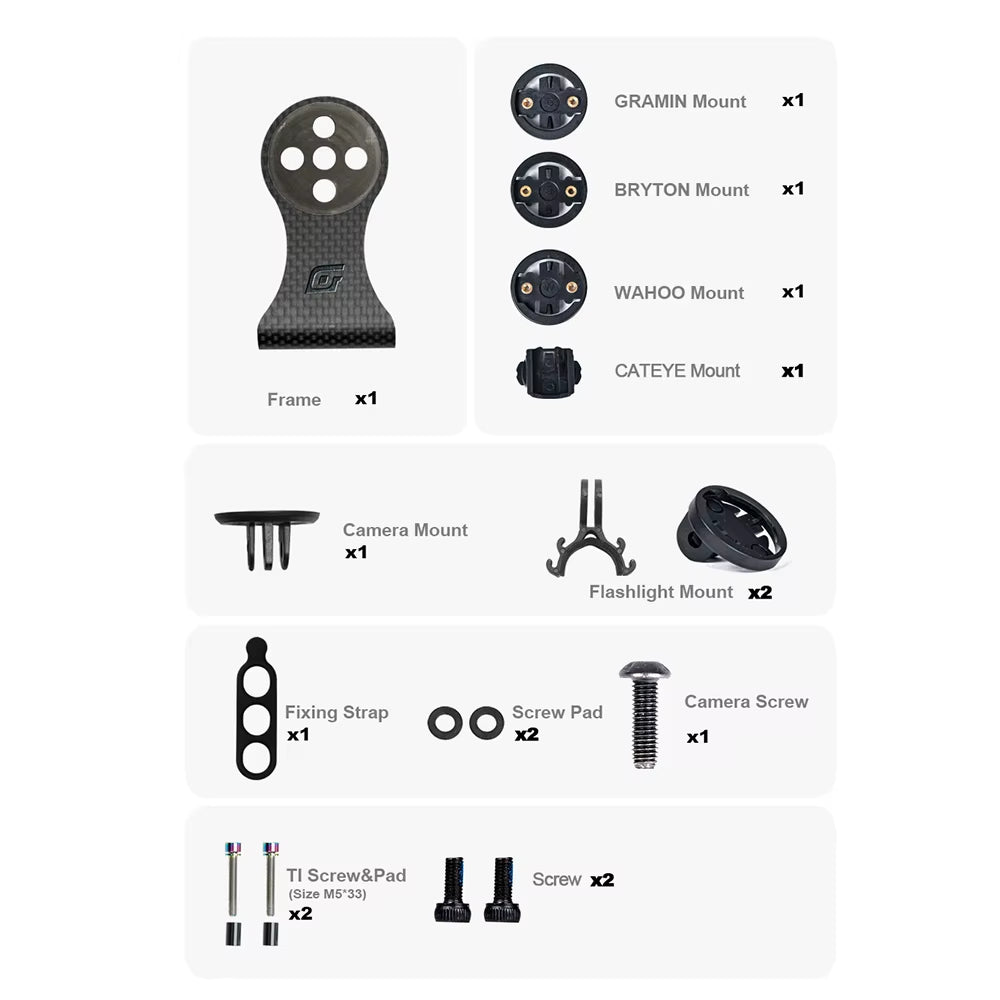 OGEVKIN Bike Stem Extension Carbon Computer Mount Holder Rack for Gps/Cycling Computer/Camera/Light Bicycle Accessories 3K Black