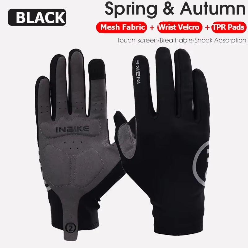 2024 Cycling Gloves Gel Padded for Men Autumn Winter Fleece Road Bike Gloves MTB Full Finger Touchscreen Bike Accessories