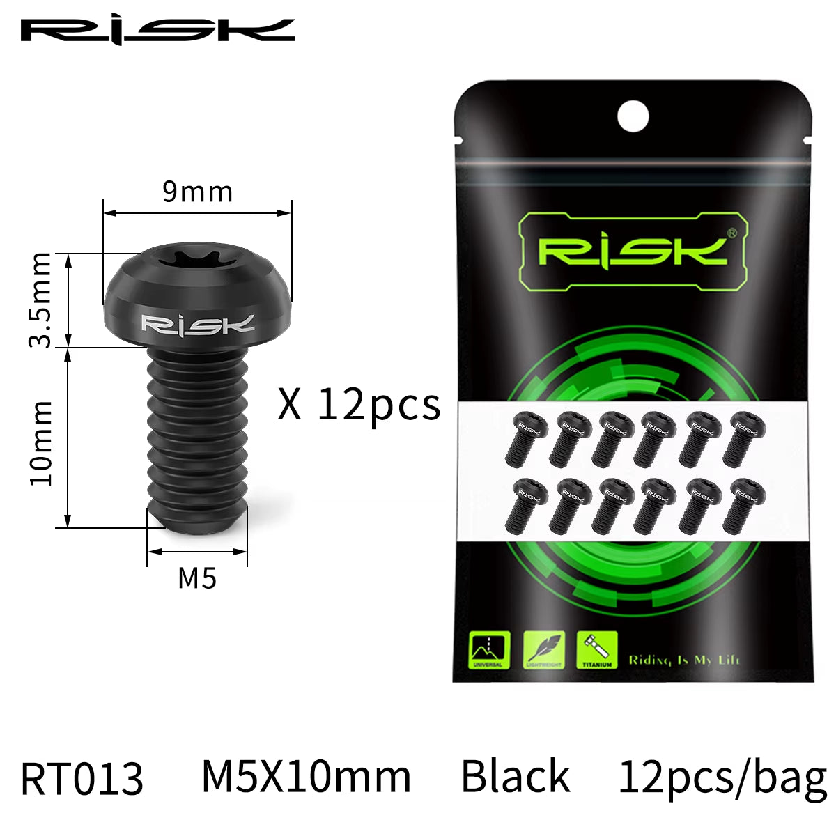 12Pcs  T25 Disc Brake Rotor Fixing Bolts M5X10Mm Titanium Alloy Bicycle Screws for MTB Road Bike Disc Brake Accessories