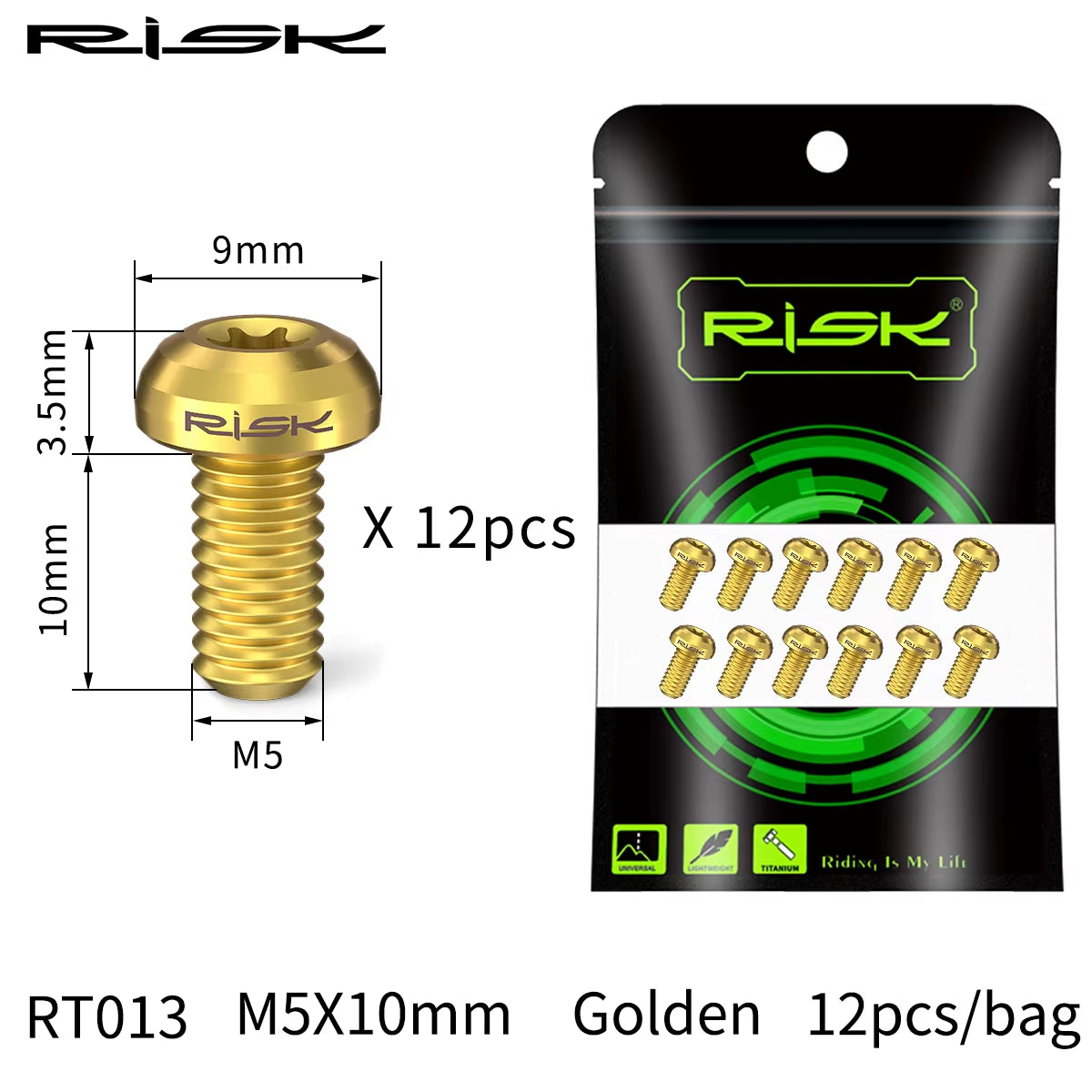 12Pcs  T25 Disc Brake Rotor Fixing Bolts M5X10Mm Titanium Alloy Bicycle Screws for MTB Road Bike Disc Brake Accessories