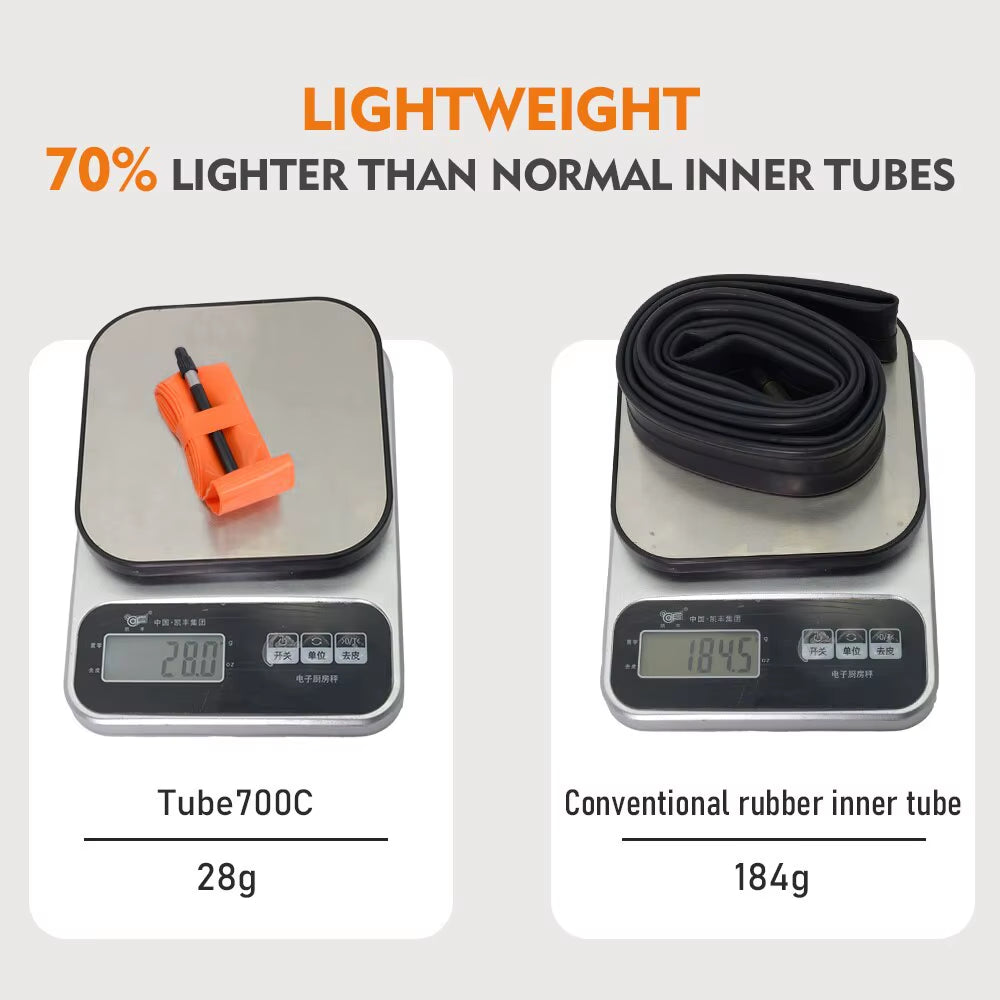 Thinkrider 1Pcs Ultralight 28G Bike Inner Tube 700X18 25 28 32 Road Bicycle TPU Material Tire 65Mm Length French Valve