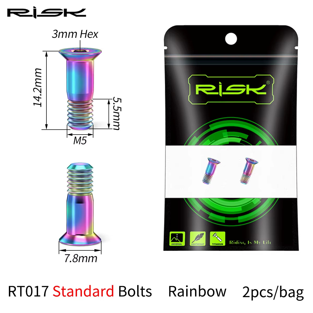 2Pcs M5*14.2Mm Bike Rear Derailleur Jockey Wheel Screws Titanium Bolts MTB Road Pulley Guide Wheel Fixed Bolts Accessories