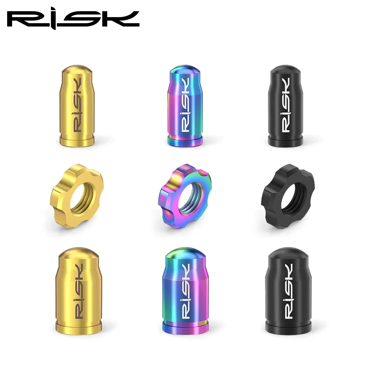 MTB Road Bike Presta Schrader Valve Cap Waterproof Dustproof FV AV Valve Cover,Titanium Alloy Nut with Wrench Tool