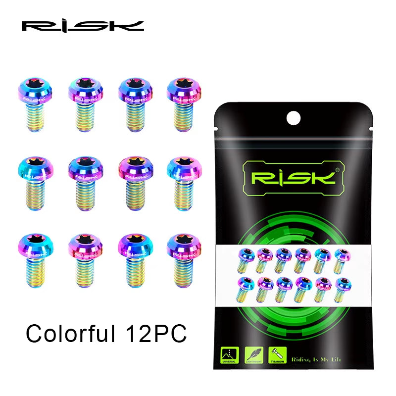 Titanium Alloy Bike Bolts 12Pcs M5X10Mm Disc Rotor Screws Mountain Road Bike Disc Brake Rotor Bolts Fixing Bicycle Accessories