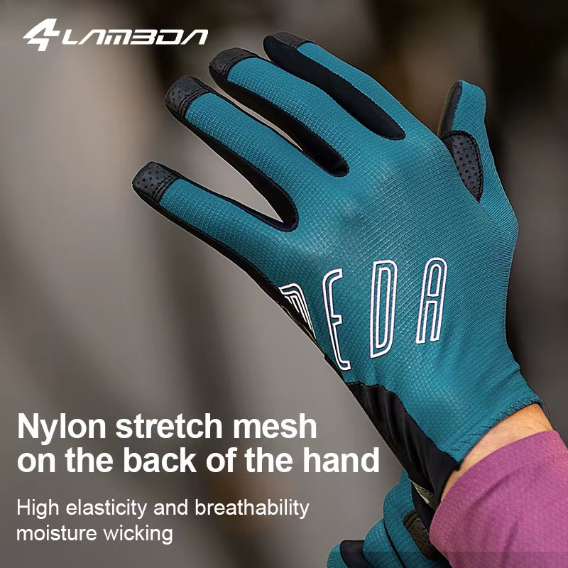 Men'S Cycling 5-15℃ Gloves Two-Finger Touchscreen Riding Thermal Winter Road Mountain Bike Full Finger Glove Accessories