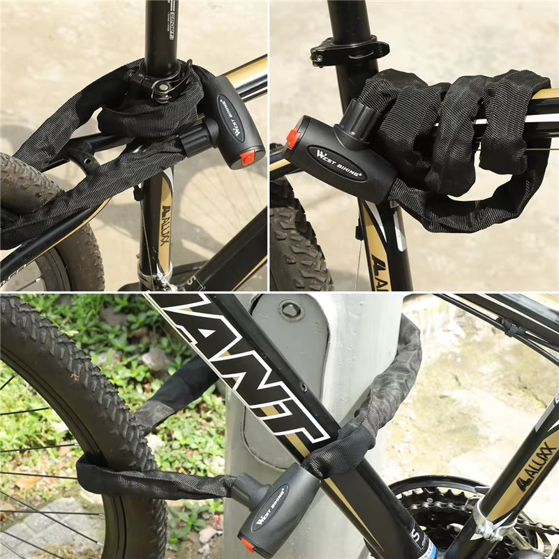 Anti-Theft Bicycle Lock MTB Road Bike Safety Chain Lock with 2 Keys Outdoor Cycling Bicycle Accessories Bike Locks