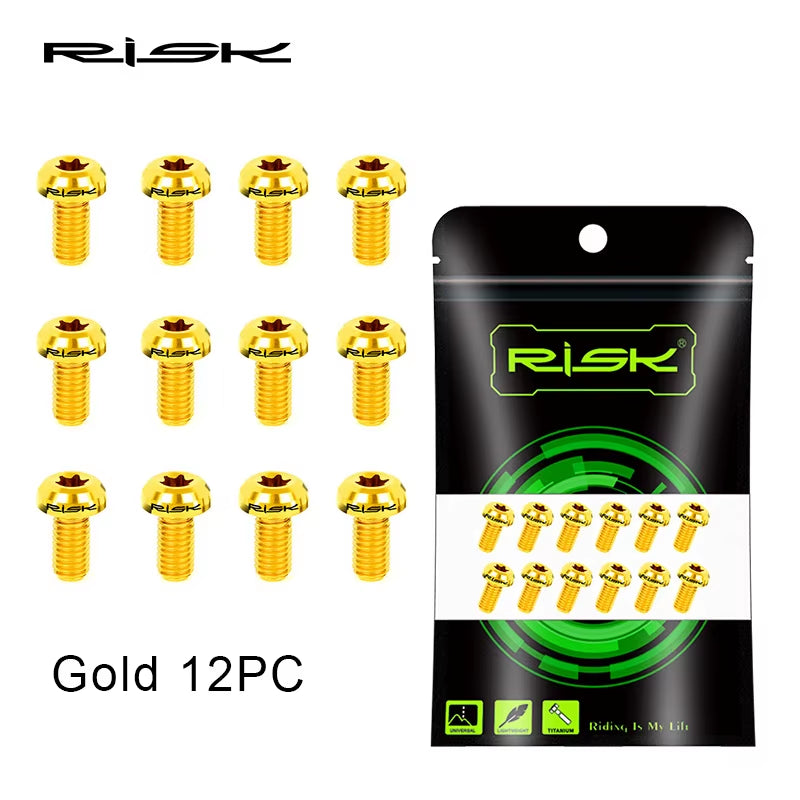 Titanium Alloy Bike Bolts 12Pcs M5X10Mm Disc Rotor Screws Mountain Road Bike Disc Brake Rotor Bolts Fixing Bicycle Accessories