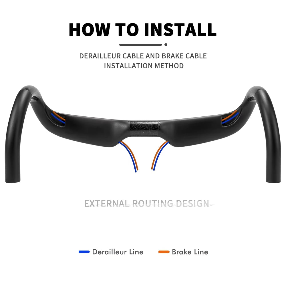 ZXB-TWO Bike Carbon Road Handlebar 400/420/440Mm UD Matt Internal Routing Road Bicycle Handle Bar Bicycle Parts