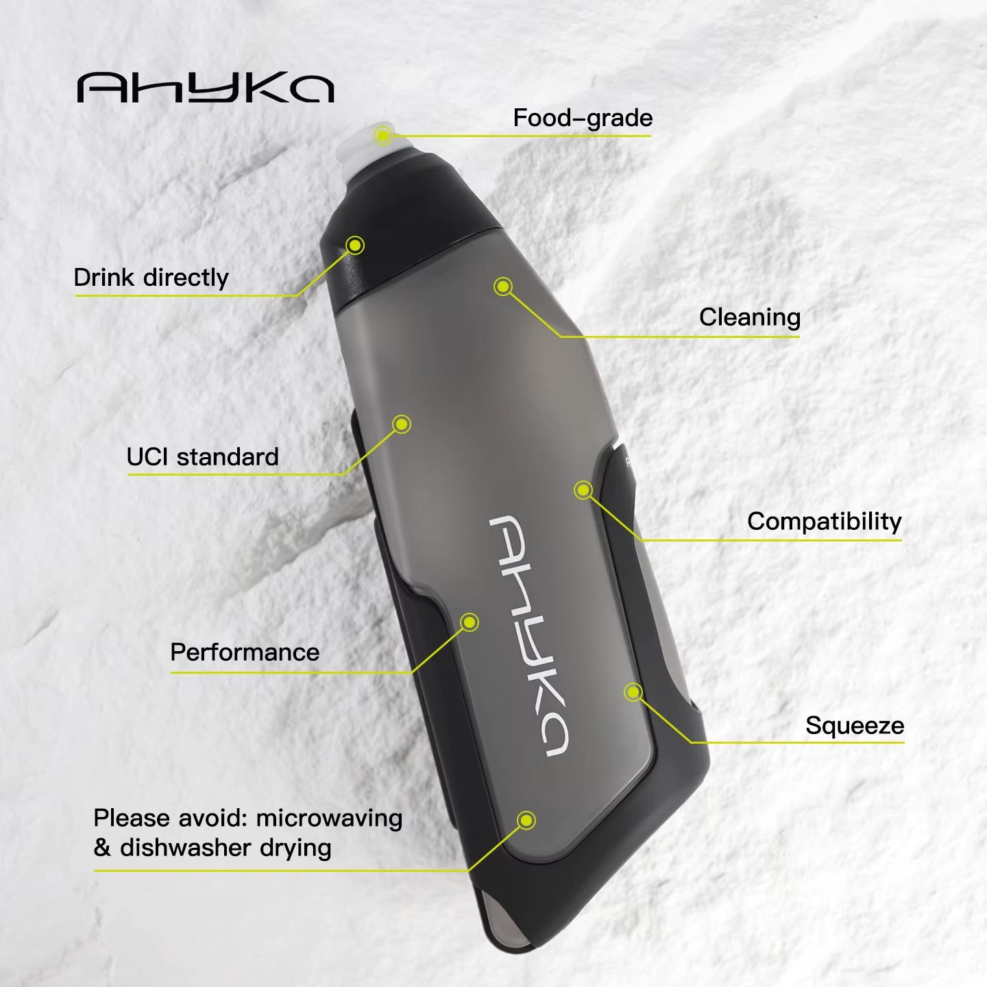Ahyka Aerodynamic Bike Water Bottle Set 600Ml Lightweight Road Bike Cycling Water Bottle Squeeze to Drink Design