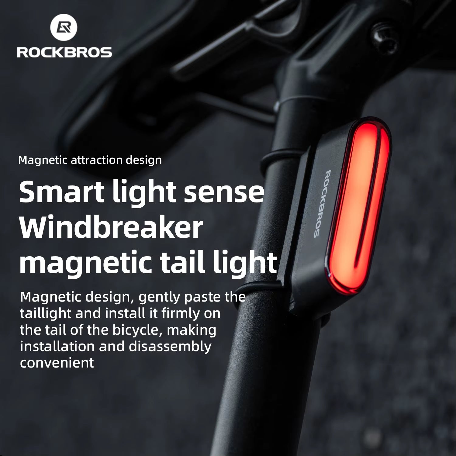 Magnetic Bike Tail Light Type-C 7 Modes Rechargeable LED Bicycle Rear Light for Night Riding Intelligent Brake Sensor