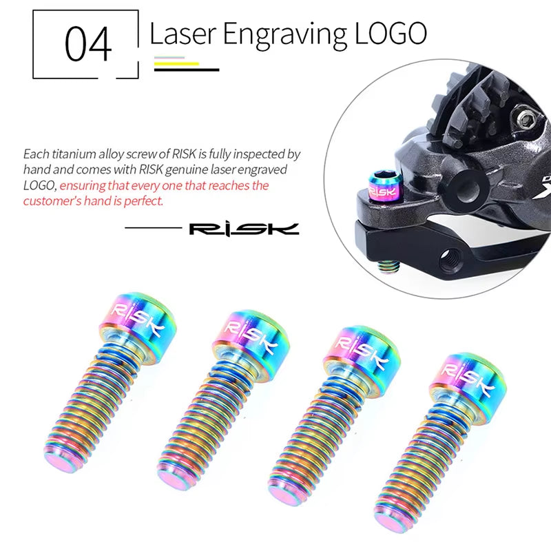 4PCS M6X16 M6X18 M6X20Mm Titanium Bicycle Disc Brake Clamp Caliper Bolts MTB Mountain Road Bike Fixed Screws M6*16/18/20Mm