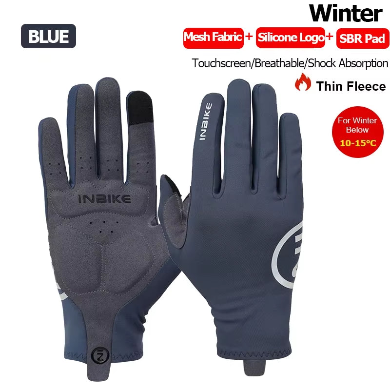2024 Cycling Gloves Gel Padded for Men Autumn Winter Fleece Road Bike Gloves MTB Full Finger Touchscreen Bike Accessories