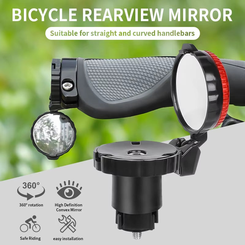 1/2Pcs Bicycle Rearview Mirror Adjustable Rotate Cycling Handlebar Led Warning Light Rear View Mirrors Bike Accessories