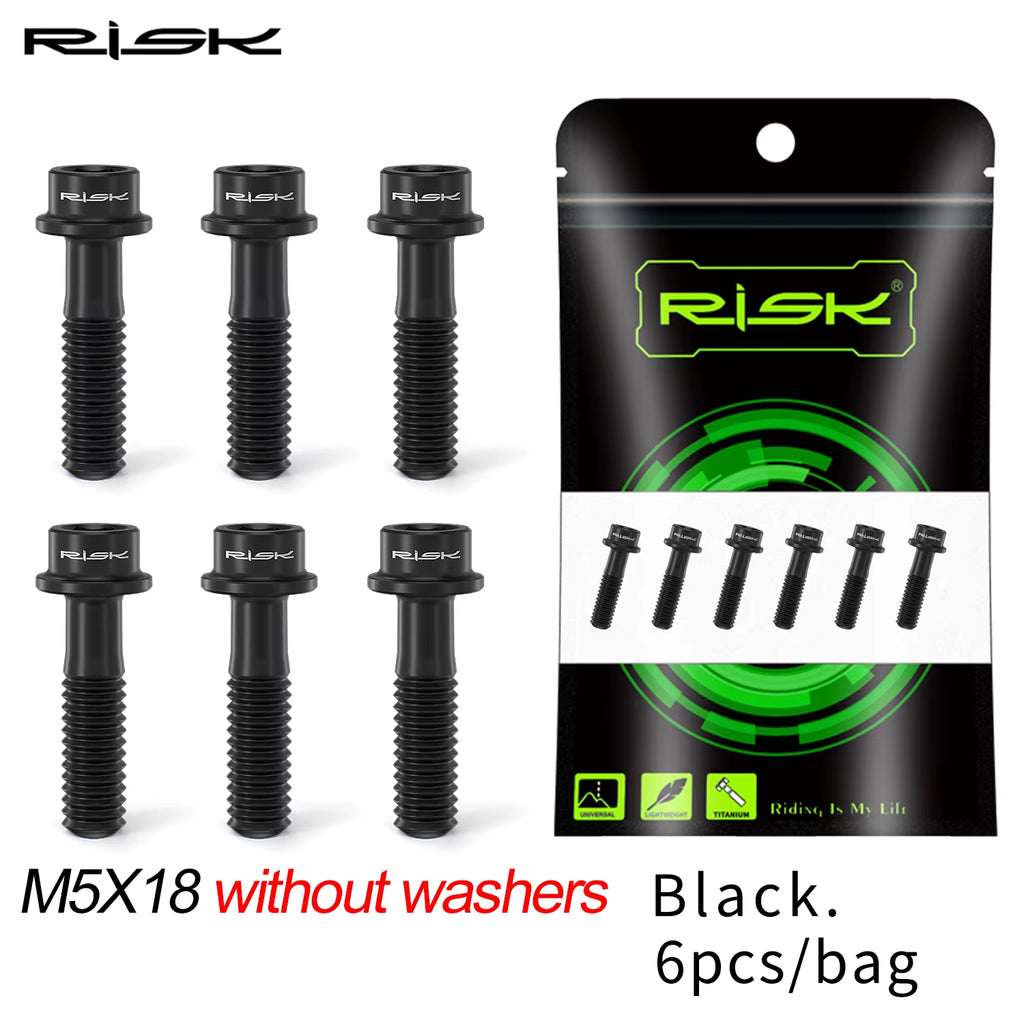 6Pcs/Bag  Bike Stem Bolts Bicycle Handlebar Fixing Screws Titanium Alloy M5X16 M5X18 M5X20 Wish Washers Hex Socket Head