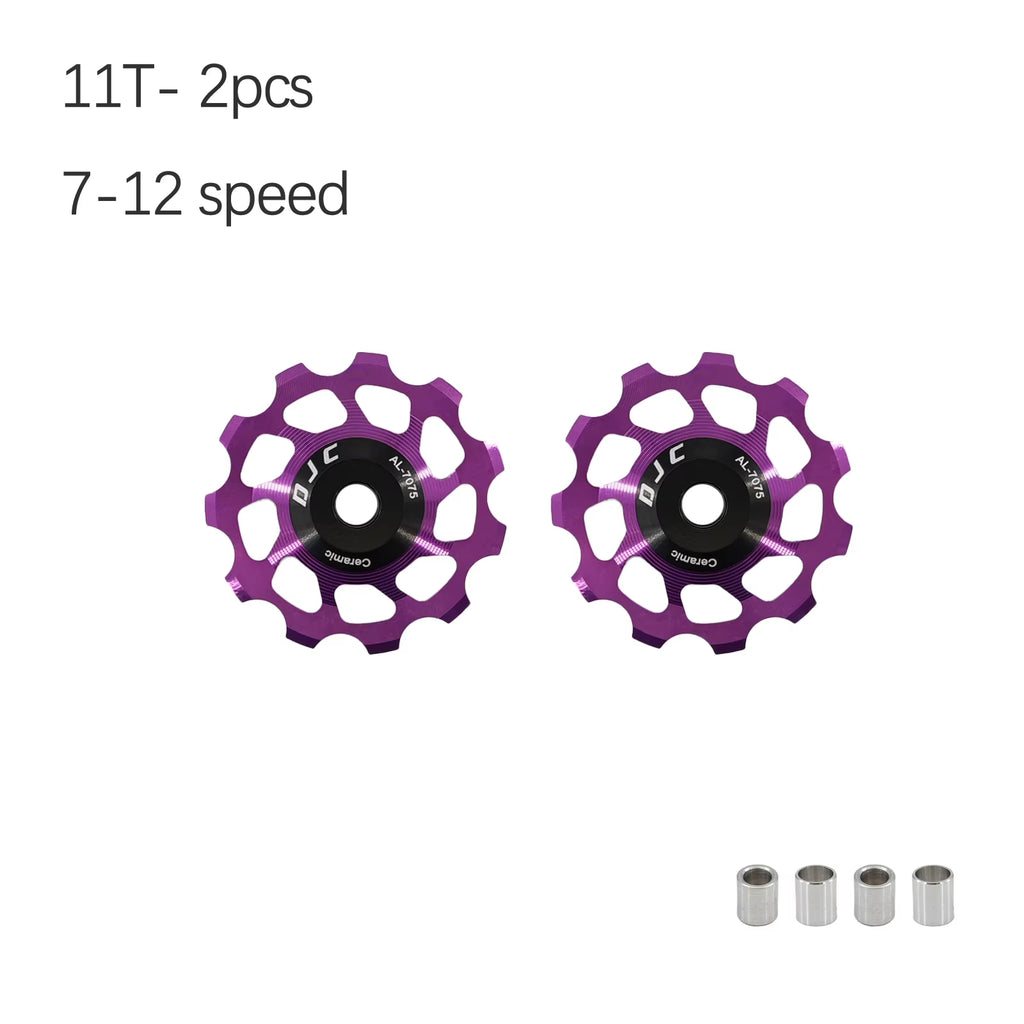 DJC Bike Pulley Wheel Ceramic Bearing Oilslick 11T 12T 13T 14T MTB Road Bike for Derailleur Mountain Road Bike Guide Wheel PL104