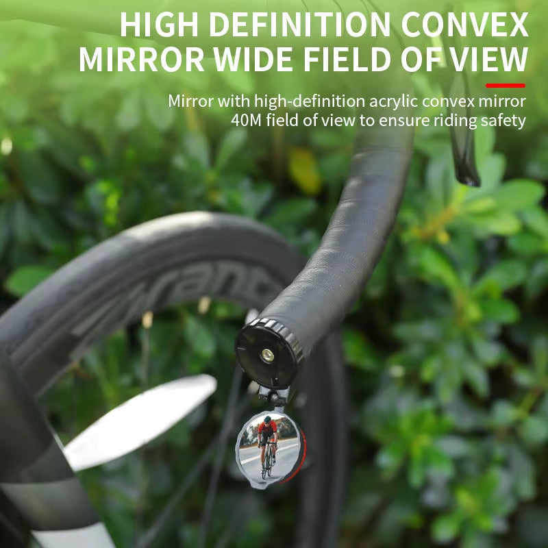 1/2Pcs Bicycle Rearview Mirror Adjustable Rotate Cycling Handlebar Led Warning Light Rear View Mirrors Bike Accessories