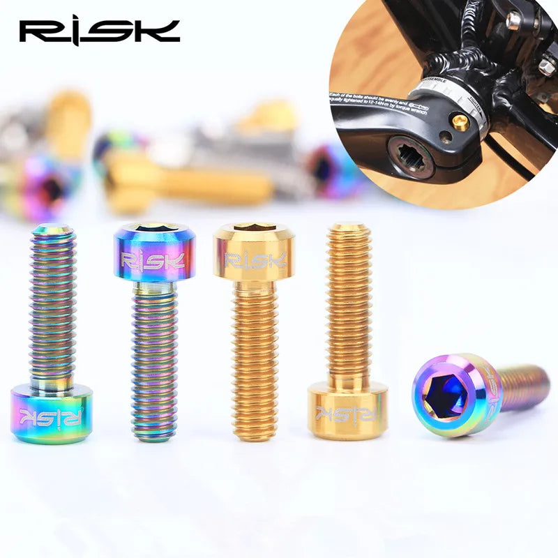 4Pcs/Lot Titanium Alloy M6*20Mm MTB Bicycle Crank Bolts Allen Head Mountain Road Bike Cycling Crankset Screws M6 X 20Mm