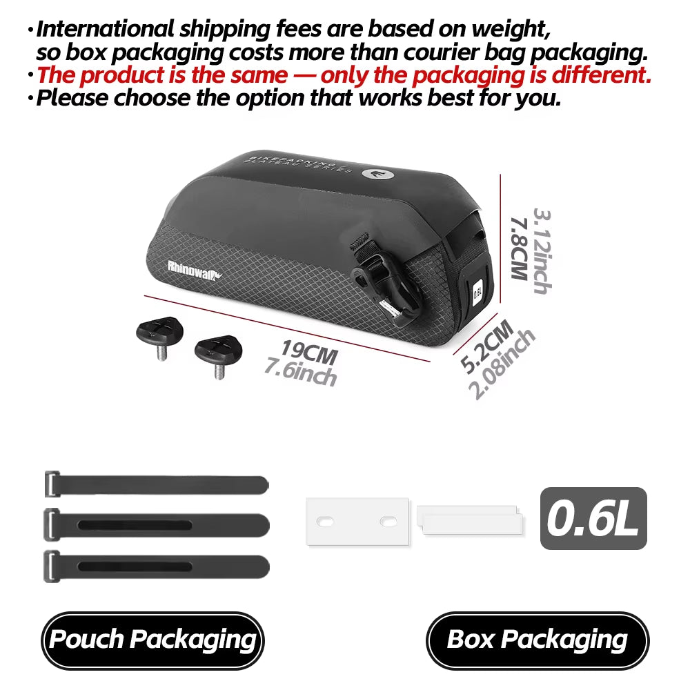 Bicycle Top Tube Bag Waterproof Bike Front Frame Storage Bag Screw & Strap Fixed Cycling Travel for MTB Road Gravel