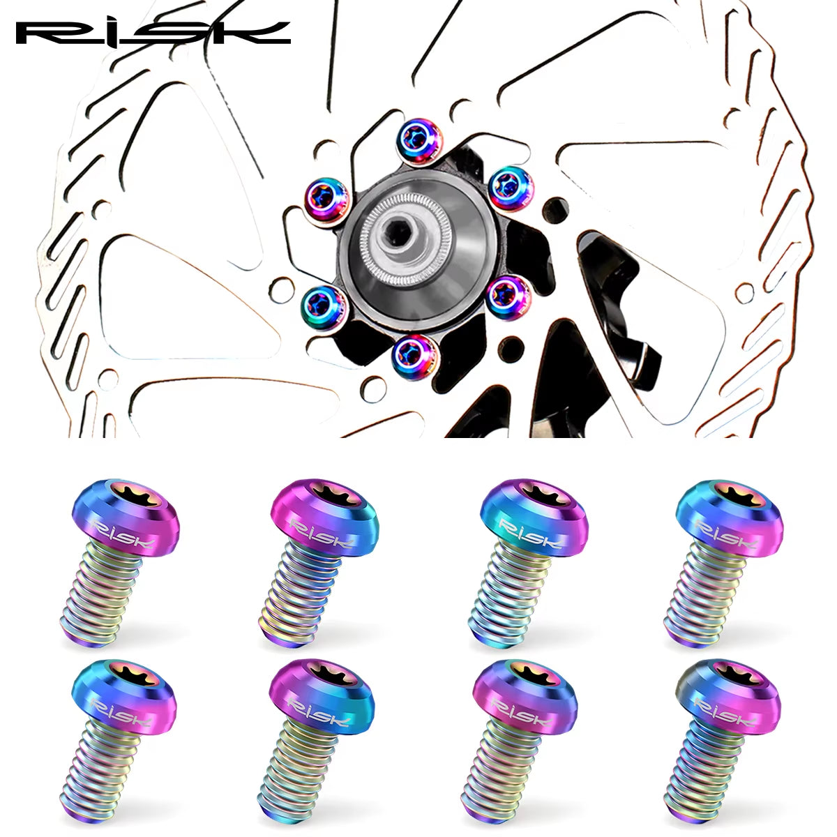 12Pcs  T25 Disc Brake Rotor Fixing Bolts M5X10Mm Titanium Alloy Bicycle Screws for MTB Road Bike Disc Brake Accessories