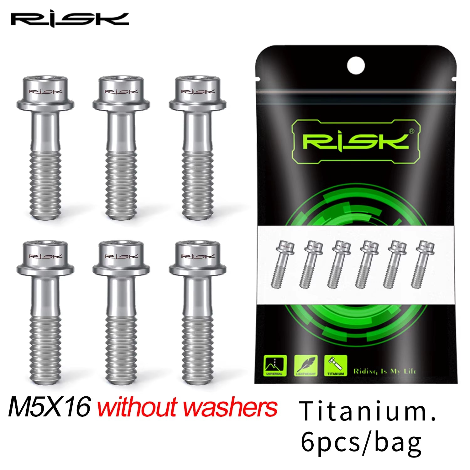 6Pcs/Bag  Bike Stem Bolts Bicycle Handlebar Fixing Screws Titanium Alloy M5X16 M5X18 M5X20 Wish Washers Hex Socket Head