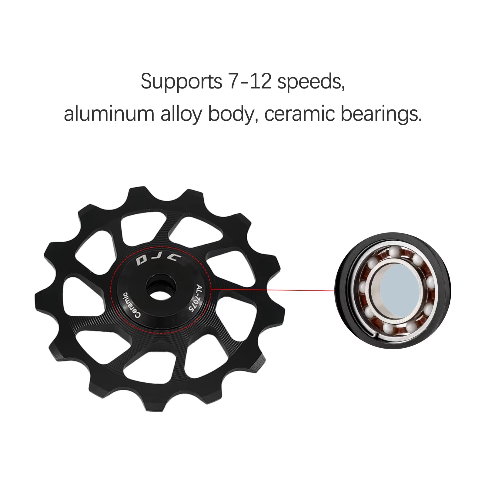 DJC Bike Pulley Wheel Ceramic Bearing Oilslick 11T 12T 13T 14T MTB Road Bike for Derailleur Mountain Road Bike Guide Wheel PL104