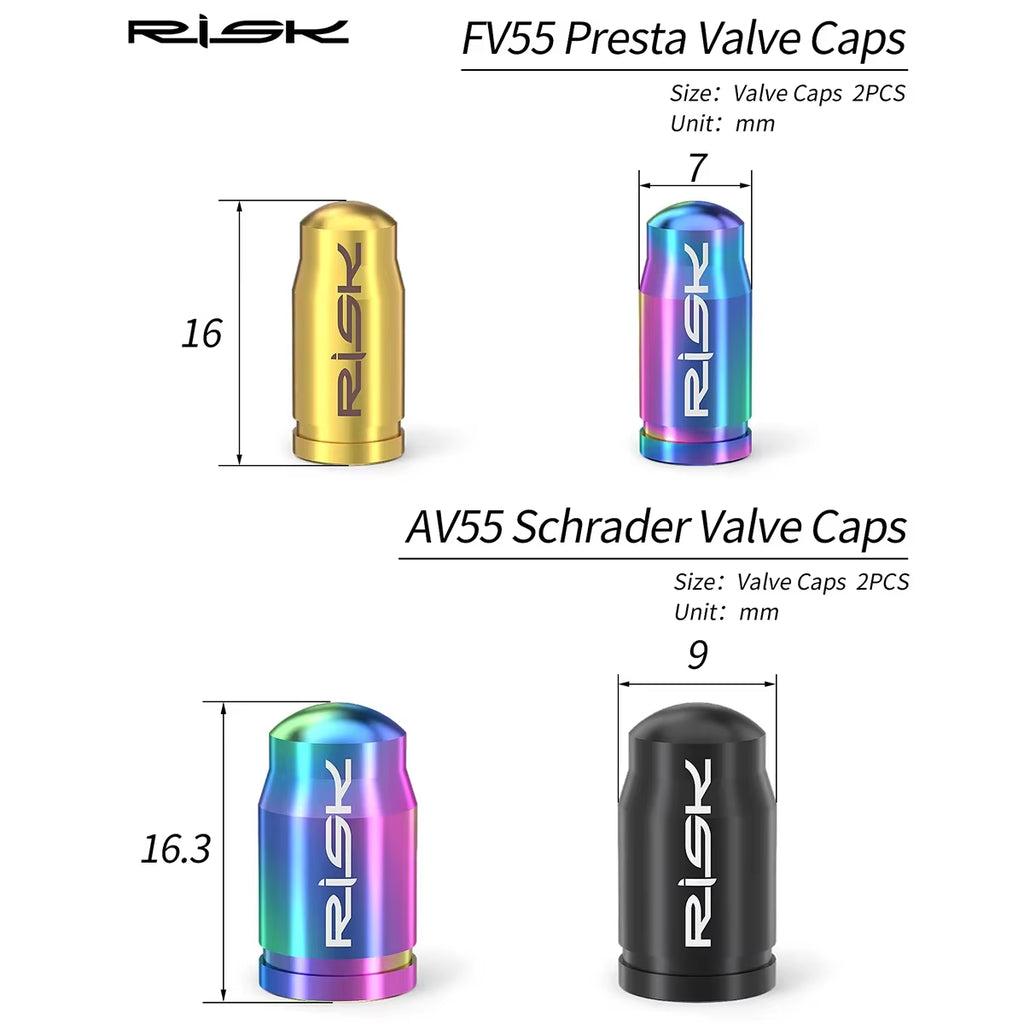 MTB Road Bike Presta Schrader Valve Cap Waterproof Dustproof FV AV Valve Cover,Titanium Alloy Nut with Wrench Tool