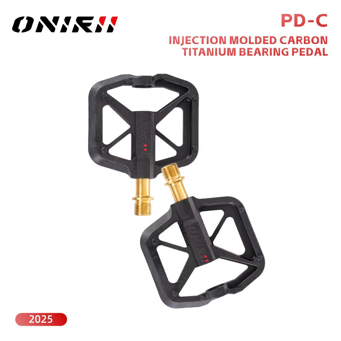 2025 New  PD-C Injection Carbon Fiber Flat Bike Pedals Ultralight 3 Bearings Titanium Axle for Road Mountain Bikes