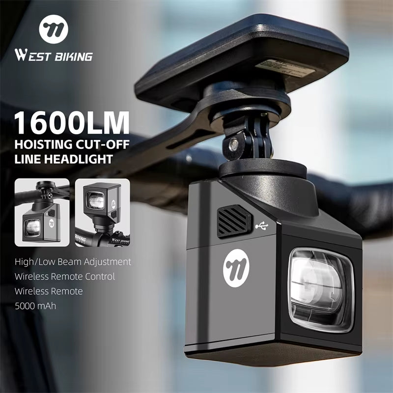 1600LM Bicycle Hanging Light Remote Control Bike Light IPX4 All-Weather Smart Cycling Lantern Headlamp Bike Accessor