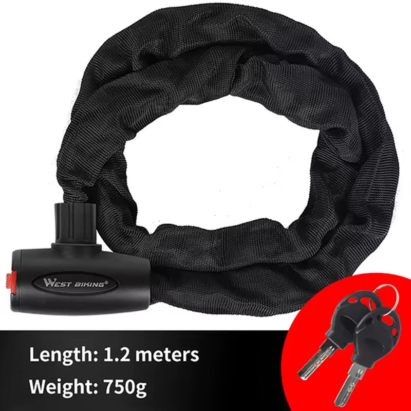 Anti-Theft Bicycle Lock MTB Road Bike Safety Chain Lock with 2 Keys Outdoor Cycling Bicycle Accessories Bike Locks