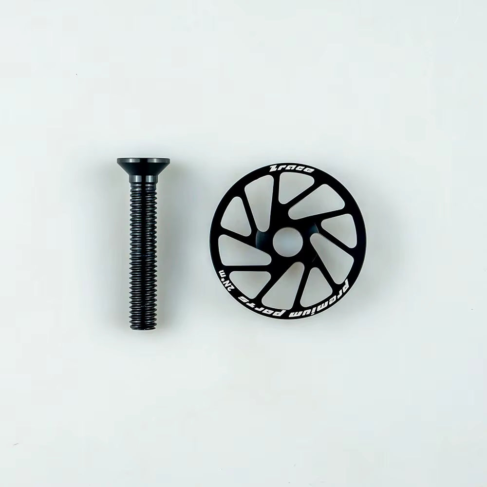 4G Extremely Lightweight Bicycle Stem / Headset Top Cap with Screw Headset Cover,Titanium Alloy Screw, Extremely Light