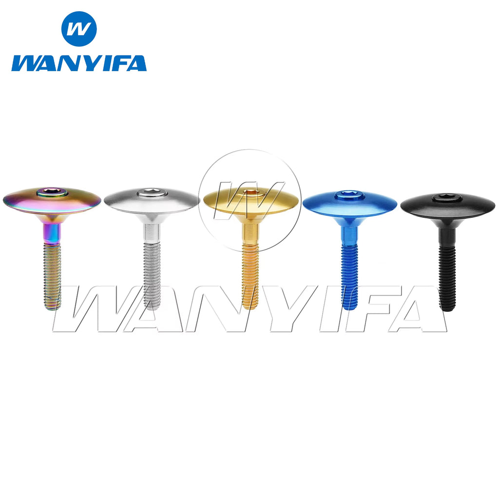 Titanium Bolt M6X35Mm & Titanium Bowl Cover Top Cap Set for 1-1/8" Road Mountain Bike Headset Stem Bicycle Cycling Parts