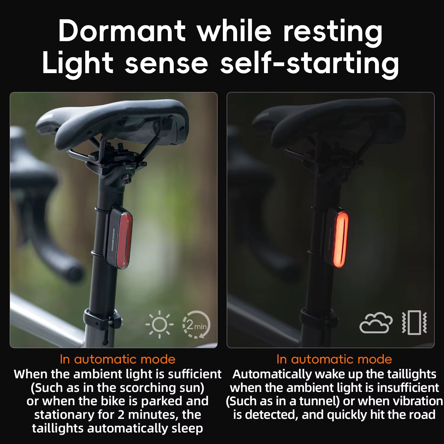 Magnetic Bike Tail Light Type-C 7 Modes Rechargeable LED Bicycle Rear Light for Night Riding Intelligent Brake Sensor