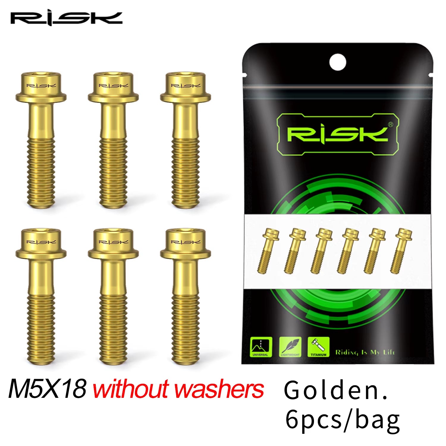 6Pcs/Bag  Bike Stem Bolts Bicycle Handlebar Fixing Screws Titanium Alloy M5X16 M5X18 M5X20 Wish Washers Hex Socket Head