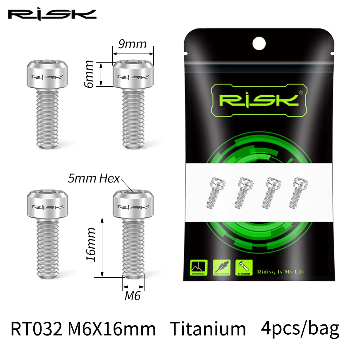 4PCS M6X16 M6X18 M6X20Mm Titanium Bicycle Disc Brake Clamp Caliper Bolts MTB Mountain Road Bike Fixed Screws M6*16/18/20Mm