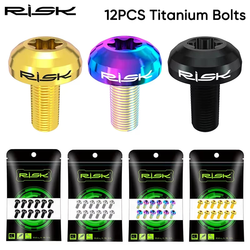 Titanium Alloy Bike Bolts 12Pcs M5X10Mm Disc Rotor Screws Mountain Road Bike Disc Brake Rotor Bolts Fixing Bicycle Accessories