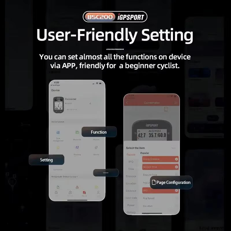 BSC200 GPS Bicycle Computer Cycling Odometer Wireless Speedometer Route Navigation ANT + Bluetooth5.0 Accessories