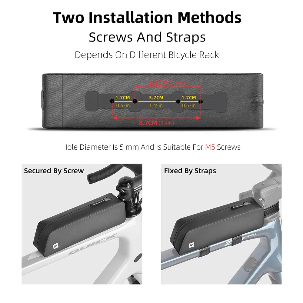 Bike Top Tube Bag for Gravel Screw Fixing Waterproof Bicycle Front Box MTB Road Bicycle Accessories
