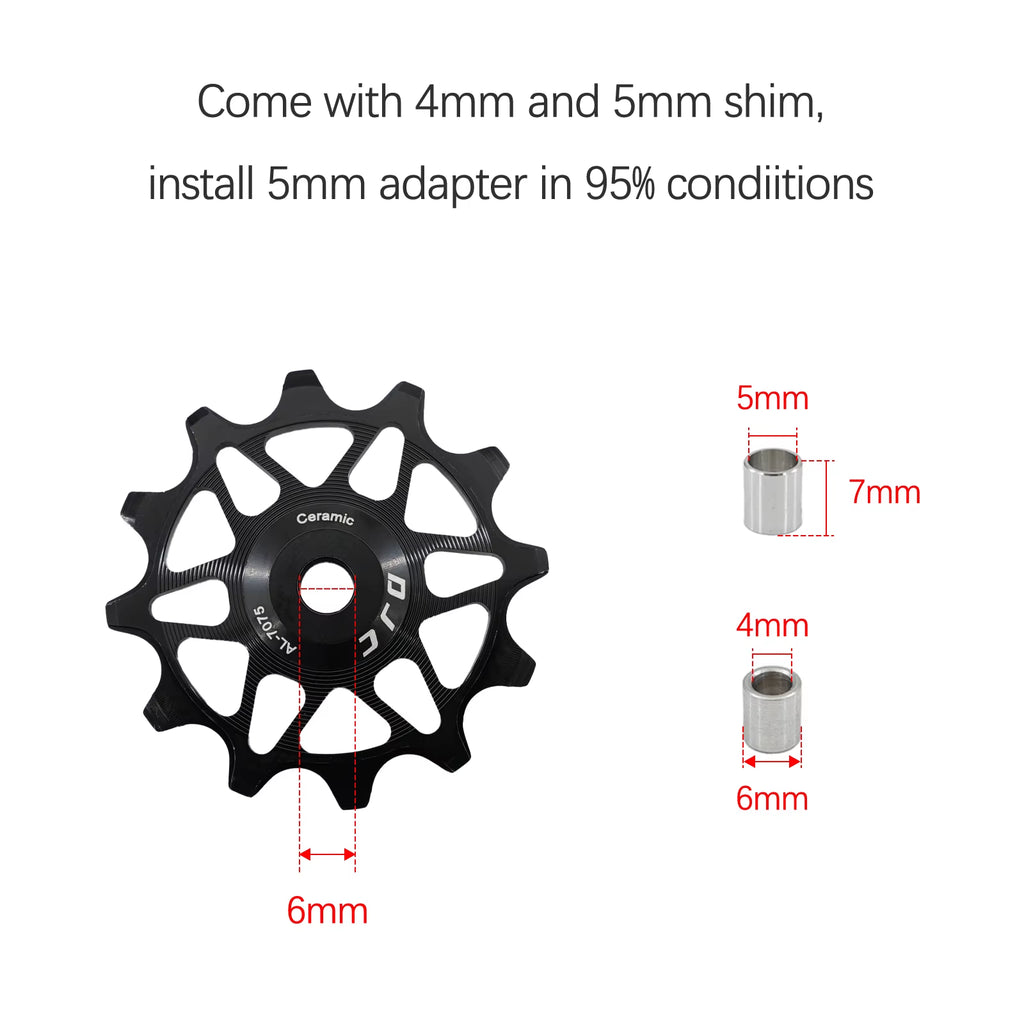 DJC Bike Pulley Wheel Ceramic Bearing Oilslick 11T 12T 13T 14T MTB Road Bike for Derailleur Mountain Road Bike Guide Wheel PL104