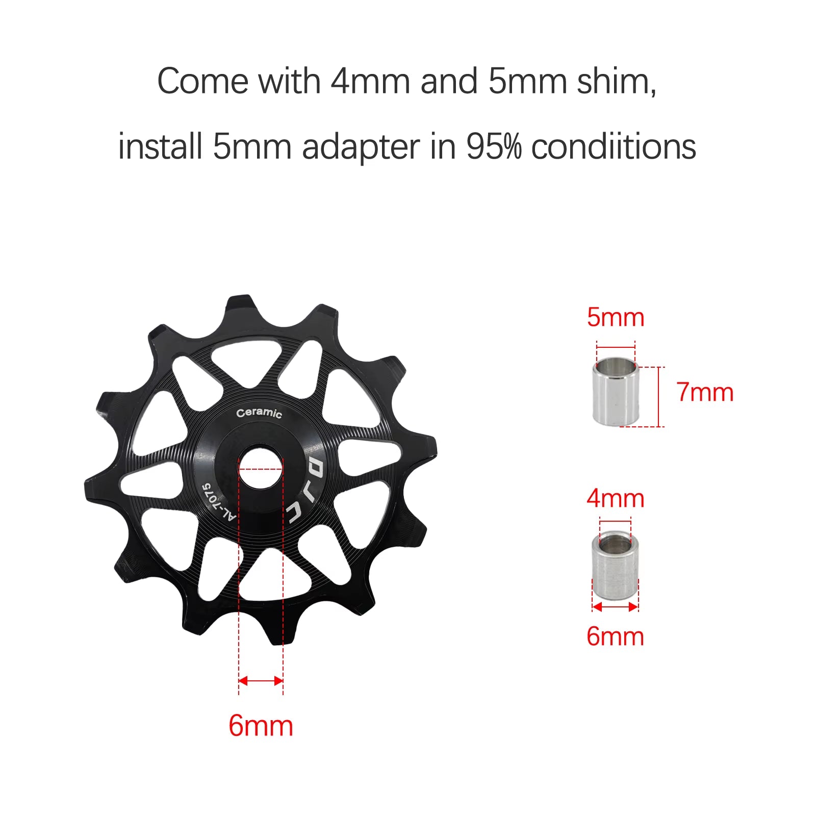 DJC Bike Pulley Wheel Ceramic Bearing Oilslick 11T 12T 13T 14T MTB Road Bike for Derailleur Mountain Road Bike Guide Wheel PL104