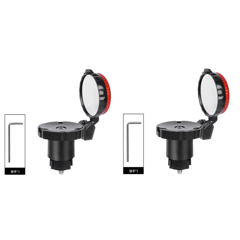 1/2Pcs Bicycle Rearview Mirror Adjustable Rotate Cycling Handlebar Led Warning Light Rear View Mirrors Bike Accessories