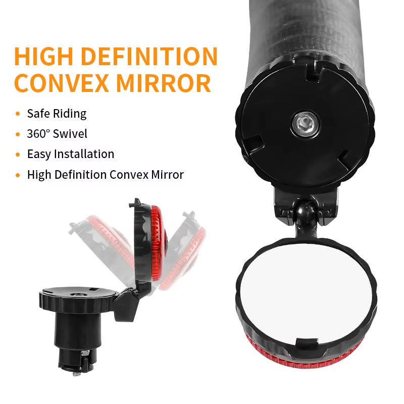 1/2Pcs Bicycle Rearview Mirror Adjustable Rotate Cycling Handlebar Led Warning Light Rear View Mirrors Bike Accessories