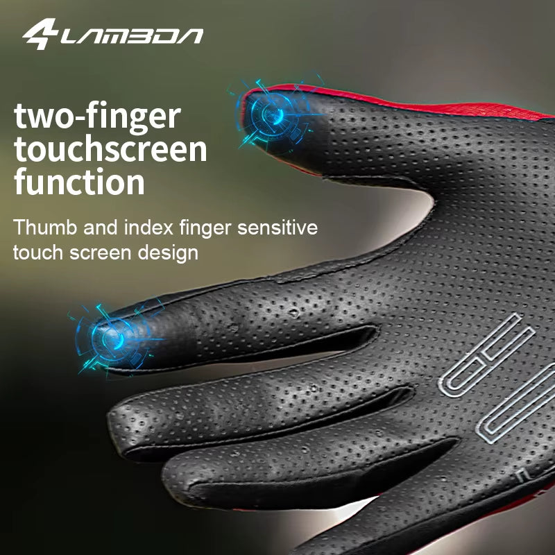 Men'S Cycling 5-15℃ Gloves Two-Finger Touchscreen Riding Thermal Winter Road Mountain Bike Full Finger Glove Accessories