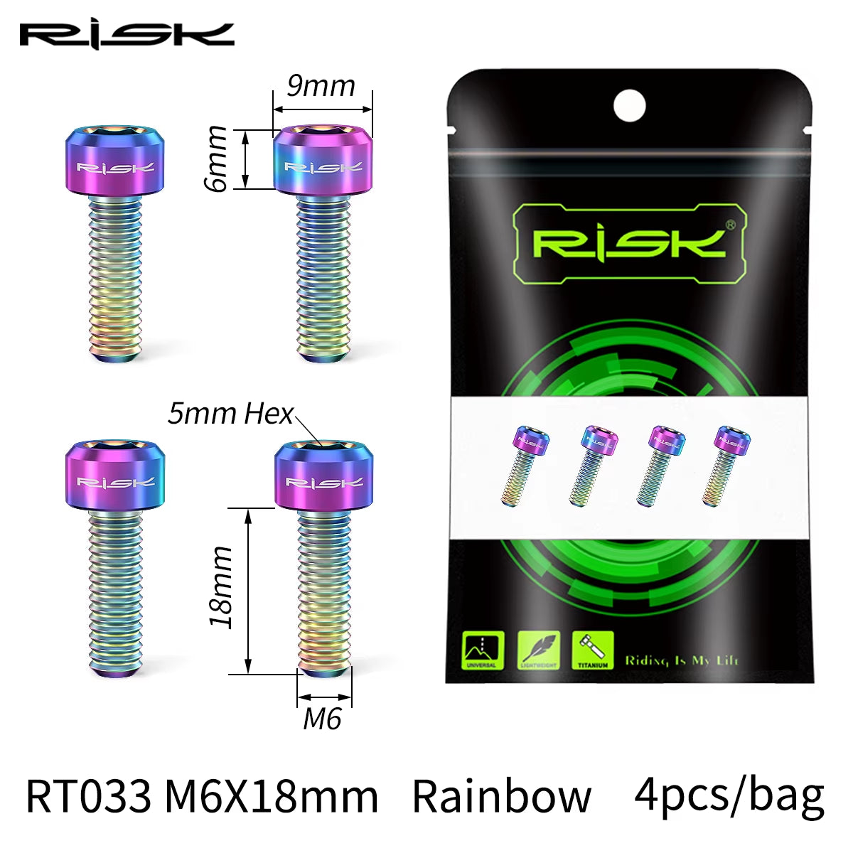 4PCS M6X16 M6X18 M6X20Mm Titanium Bicycle Disc Brake Clamp Caliper Bolts MTB Mountain Road Bike Fixed Screws M6*16/18/20Mm