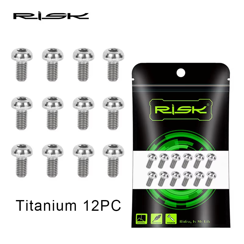 Titanium Alloy Bike Bolts 12Pcs M5X10Mm Disc Rotor Screws Mountain Road Bike Disc Brake Rotor Bolts Fixing Bicycle Accessories
