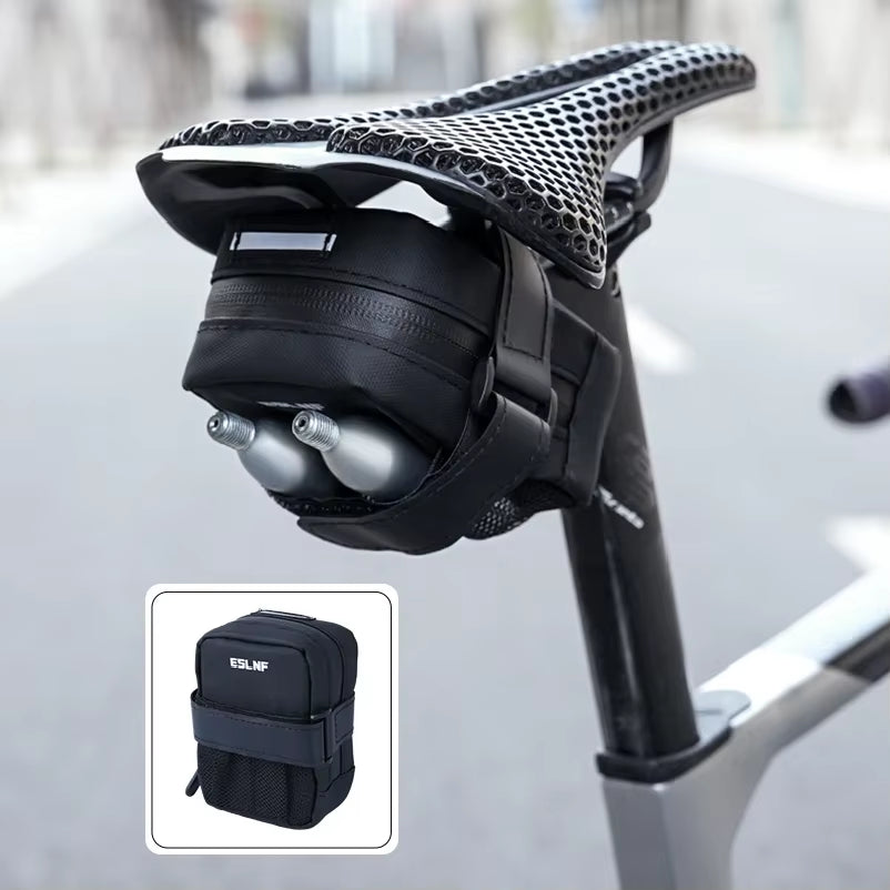 Waterproof Bicycle Saddle Bag Portable Mini Mountain Bike Gas Cylinder Rear Bag Ultralight Road Bicycle Tail Bag Bike Accessory