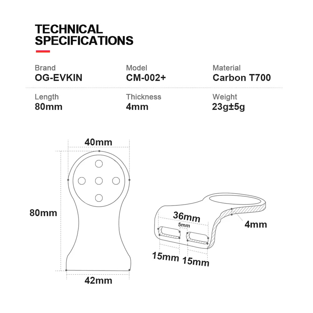 OGEVKIN Bike Stem Extension Carbon Computer Mount Holder Rack for Gps/Cycling Computer/Camera/Light Bicycle Accessories 3K Black
